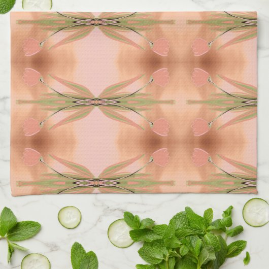 Roze handdoek met tulpen (Gevouwen)