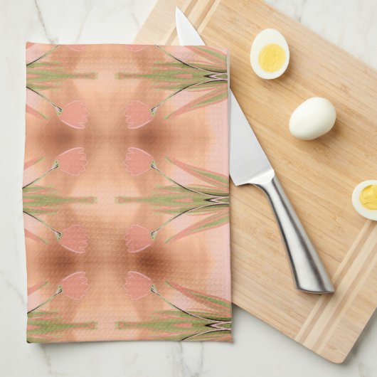 Roze handdoek met tulpen (Quarter Fold)