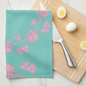 Roze handdoek op Blauwgroen handdoek (Quarter Fold)
