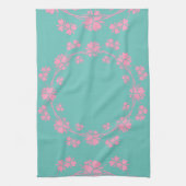 Roze handdoek op Blauwgroen handdoek (Verticaal)