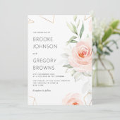  roze handdoeken van het blote Geometrische huweli Kaart (Staand voorkant)