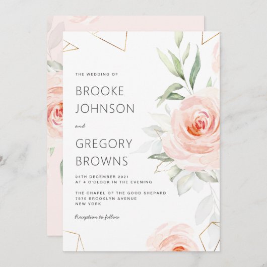  roze handdoeken van het blote Geometrische huweli Kaart (Voorkant / Achterkant)