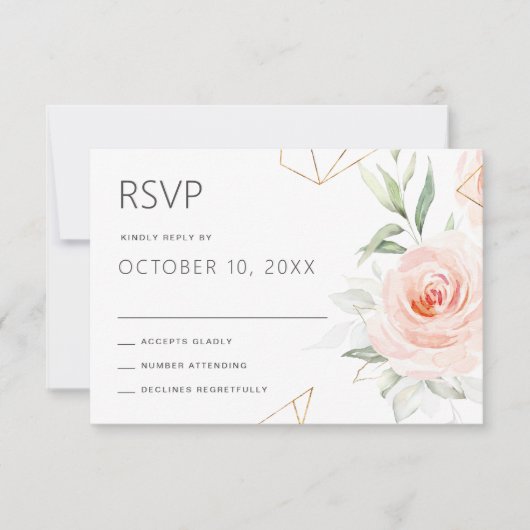  roze handdoeken van het blote Geometrische huweli RSVP Kaartje (Voorkant)