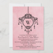 Roze  handelier Wedding Invite Kaart (Voorkant)