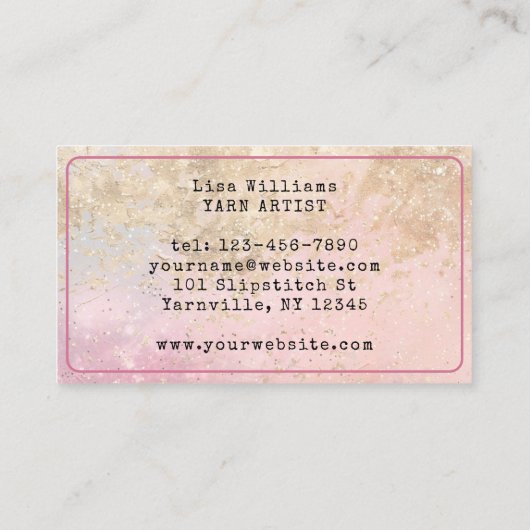 Roze Handgemaakt met Liefde Gehaakte Garen Ballen  Visitekaartje (Achterkant)