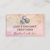 Roze Handgemaakt met Liefde Gehaakte Garen Ballen  Visitekaartje (Voorkant)