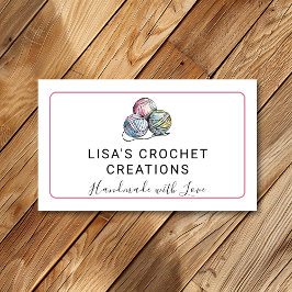 Roze Handgemaakt met Liefde Gehaakte Garen Ballen  Visitekaartje
