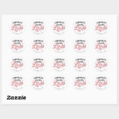 Roze handgemaakt met liefde ronde sticker (Vel)