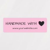 Roze handgemaakt met Love Black Heart Labels (Design 2)