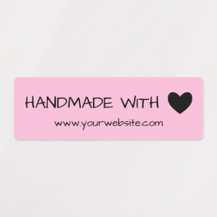 Roze handgemaakt met Love Black Heart Labels