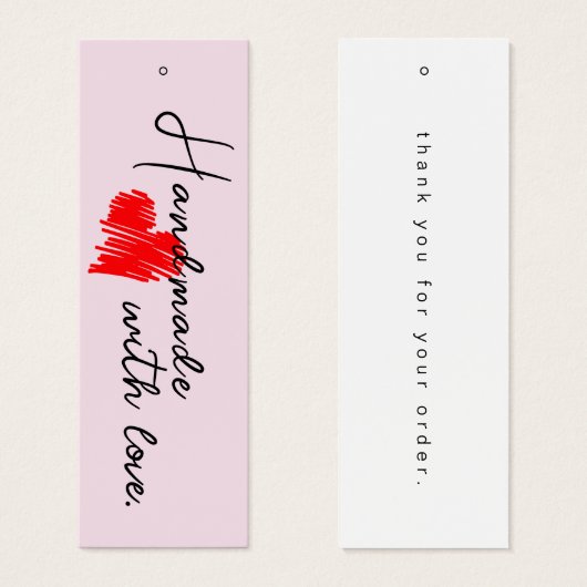 Roze handgemaakt met Love Hang Label Kaarten Mini Visitekaartjes (Voorkant /achterkant)