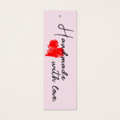 Roze handgemaakt met Love Hang Label Kaarten Mini Visitekaartjes (Voorkant)