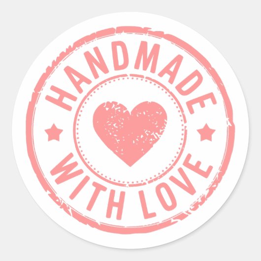 Roze handgemaakt met Love Sticker (Voorkant)