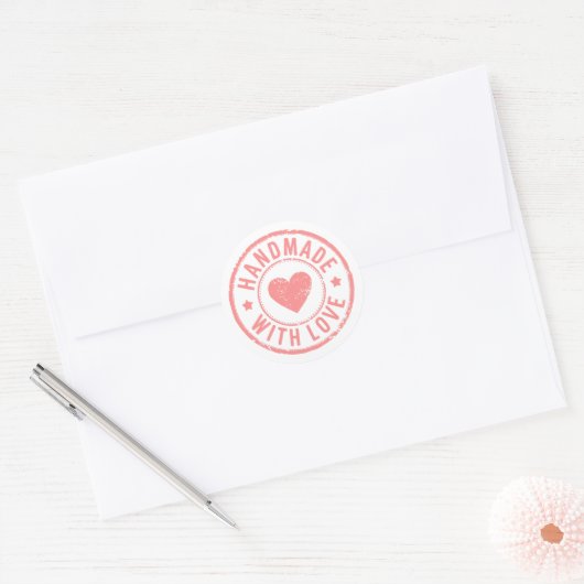 Roze handgemaakt met Love Sticker (Envelop)