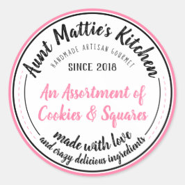 Roze Handgemaakte Artisan Gourmet Etiket op voeds