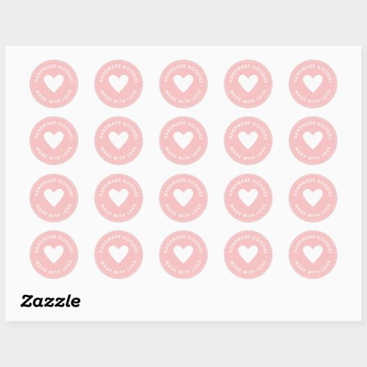 Roze Handgemaakte Goodies Sticker (Vel)