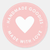 Roze Handgemaakte Goodies Sticker (Voorkant)