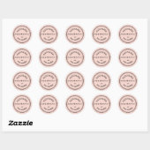 Roze handgemaakte script zwart rand productlabel ronde sticker (Vel)