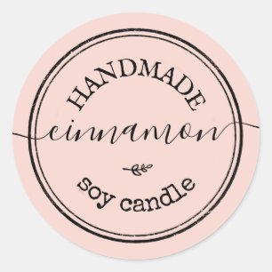 Roze handgemaakte script zwart rand productlabel ronde sticker