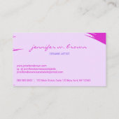 Roze handgemaakte sculptuur van keramische speelgo visitekaartje (Achterkant)