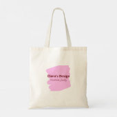 Roze handgemaakte sieraden voeg naam tekst girly b tote bag (Achterkant)