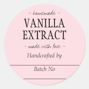 Roze Handgemaakte Vanille-extract Keukenpot Ronde Sticker