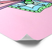 Roze handgemaakte vlinder, bloemen Mandala Poster (Hoek)