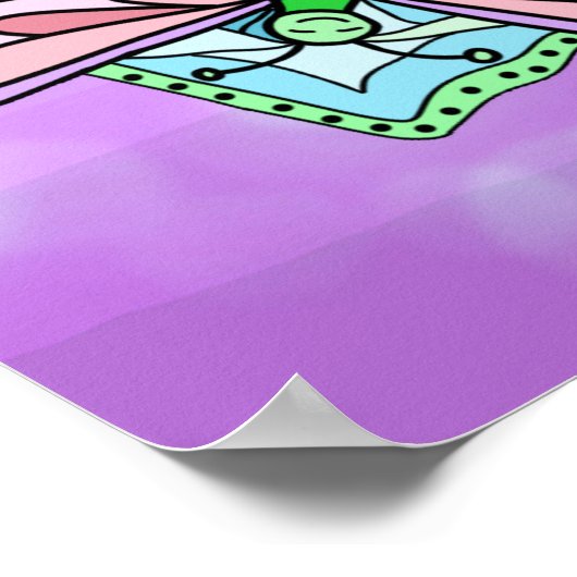 Roze handgemaakte vlinder, bloemen Mandala Poster (Hoek)