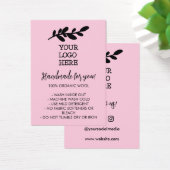 Roze handgemaakte wasinstructies Sociale media Log Visitekaartje (Bureau)