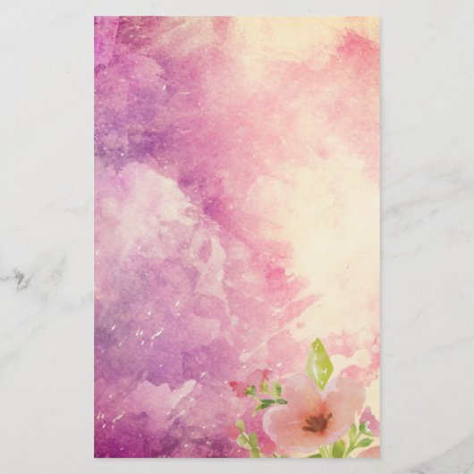 Roze handgemaakte waterverf floral bruiloft menu f (Achterkant)