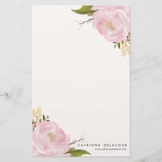 Roze handgemaakte Waterverf pony's Briefpapier (Voorkant)