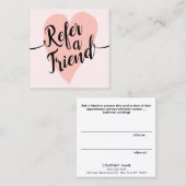 Roze handgeschreven handgeschreven scriptkalligraf aanbevelingskaartje (Voorkant / Achterkant)