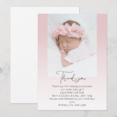 Roze handgeschreven kalligrafie Foto Baby shower Bedankkaart (Voorkant / Achterkant)