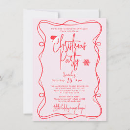 Roze handgeschreven kerstfeest uitnodiging
