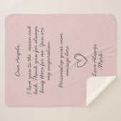 Roze handgeschreven liefdesbrief of bericht sherpa deken (Voorkant (horizontaal))