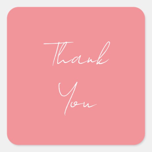 Roze handgeschreven script bedankt vierkante sticker (Voorkant)