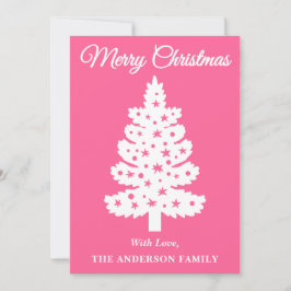 Roze handgeschreven script kerstboom feestdagenkaart