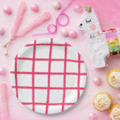 Roze handgetekend raster papieren bordje (Feest)