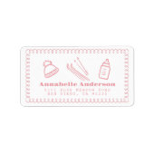 Roze handgetekende après bébé Baby shower Adres Etiket (Voorkant)