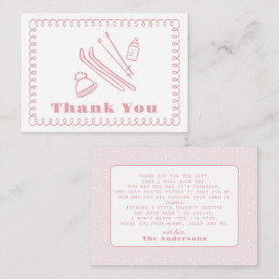 Roze handgetekende après bébé Baby shower Bedankt Notitiekaartje