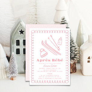 Roze handgetekende après bébé meisje Baby shower Kaart