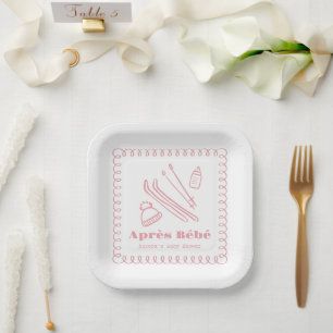 Roze handgetekende après bébé meisje Baby shower Papieren Bordje