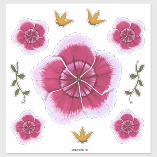  roze handgetekende botanische bloem sticker (Vel)