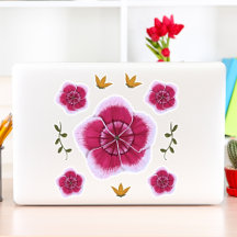  roze handgetekende botanische bloem