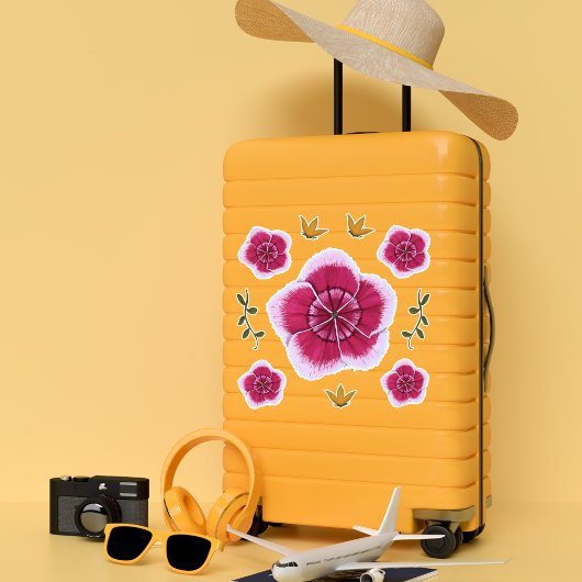  roze handgetekende botanische bloem sticker