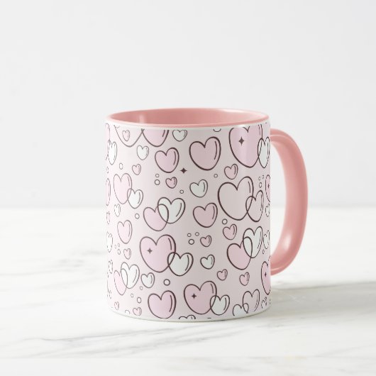  roze handgetekende bubbelsteentjes Valentijn Mok (Voorkant rechts)