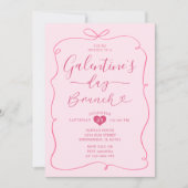 Roze handgetekende Conquette Galentine's Day Brunc Kaart (Voorkant)