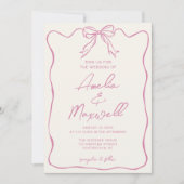 Roze handgetekende Coquette Trendy Romantische bru Kaart (Voorkant)