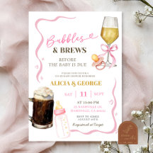 Roze Handgetekende Excentrieke Baby Shower