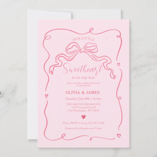 Roze handgetekende kleine lieverd onderweg kaart (Voorkant)